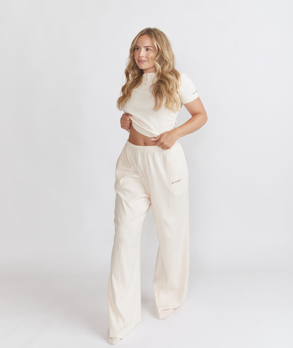 Pointelle Wide Leg Pyjama Trousers - Rosewater