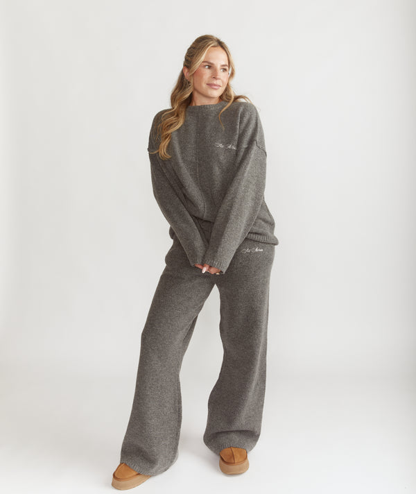 Script Six Stories Knitted Relaxed Wide Leg Trousers - Grey