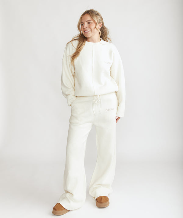 Script Six Stories Knitted Relaxed Wide Leg Trousers - Cream