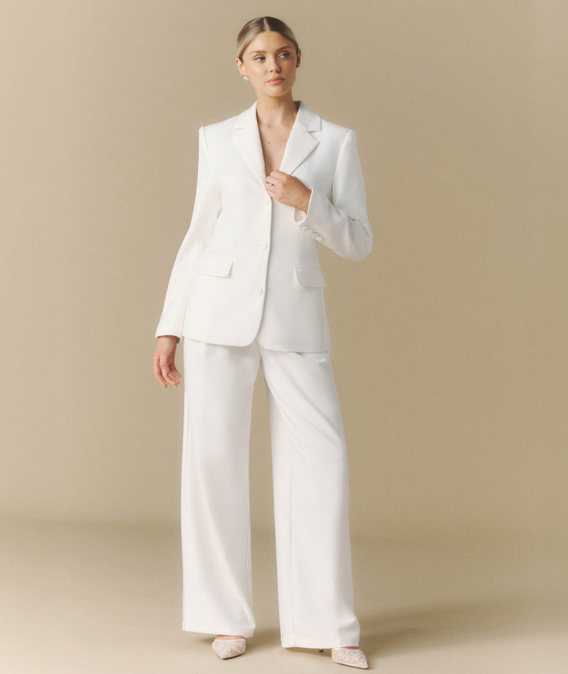 Pleated Wide Leg Trousers - Off White