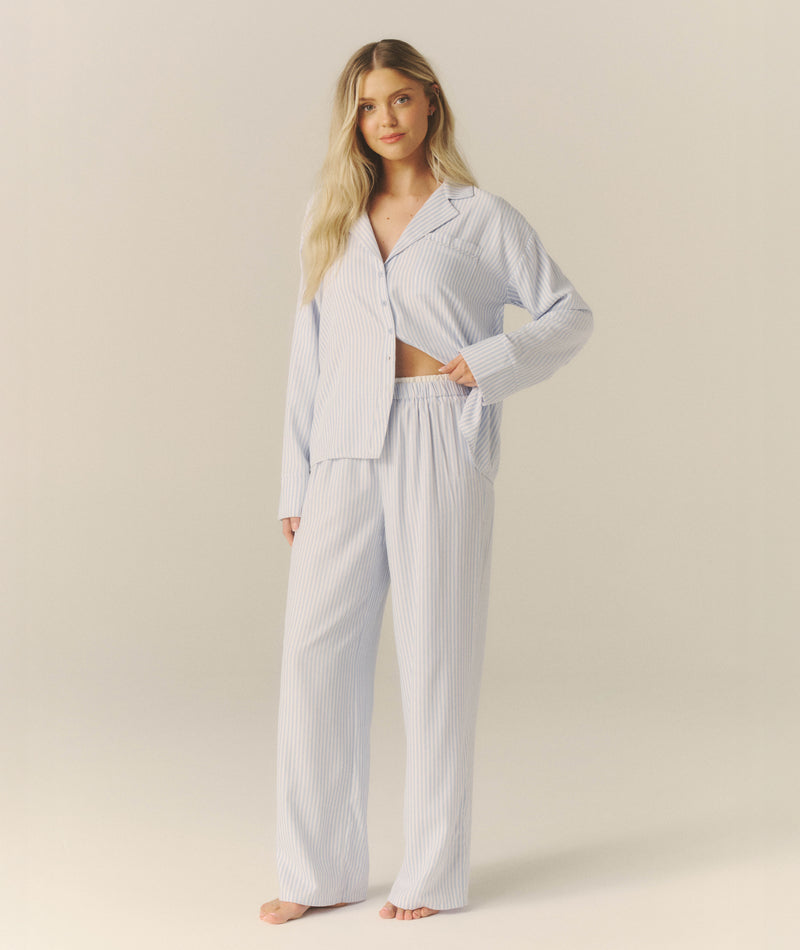 Blue Stripe Boxer Pyjama Trousers - Baby Blue