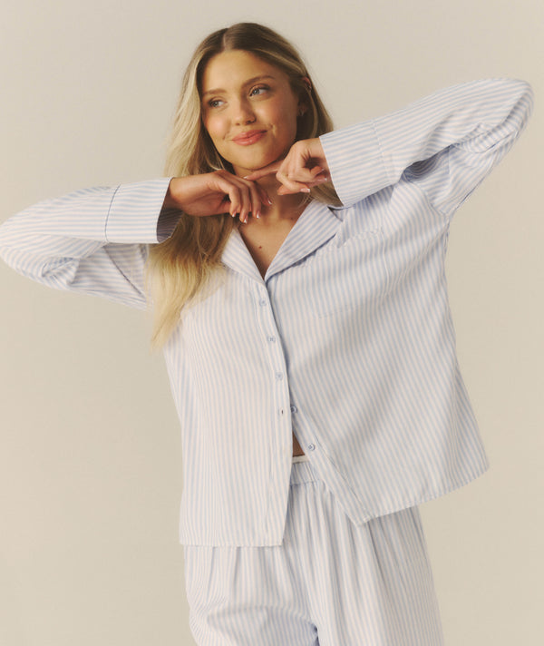 Blue Stripe Pyjama Shirt - Baby Blue