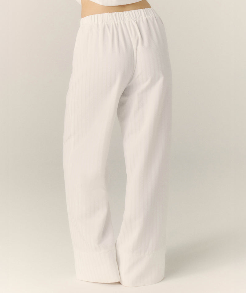 Textured Trim Pyjama Trousers - White