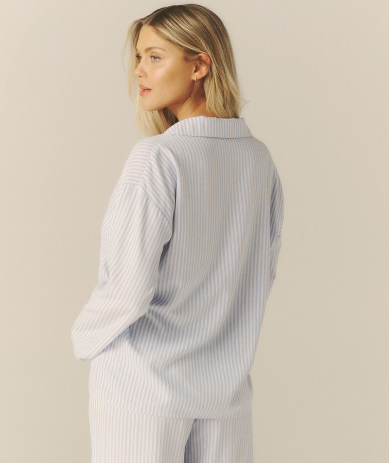 Blue Stripe Pyjama Shirt - Baby Blue