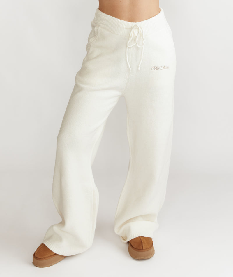 Script Six Stories Knitted Relaxed Wide Leg Trousers - Cream