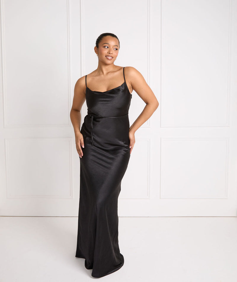 Black Cami Cowl Bridesmaid Dress