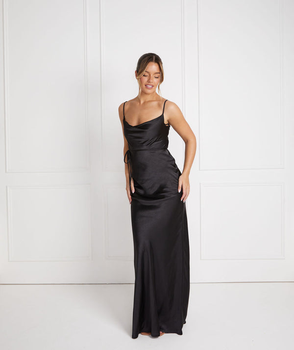 Black Cami Cowl Bridesmaid Dress