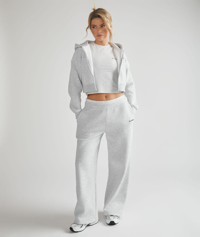 Double Waistband Joggers - Grey Marl