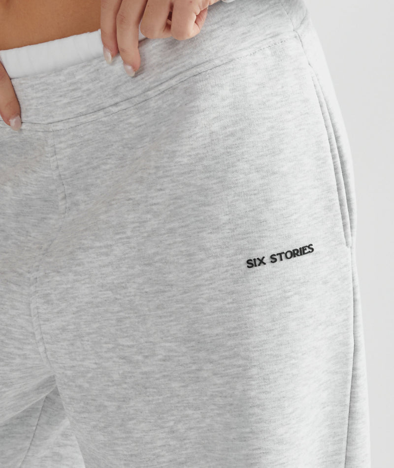 Double Waistband Joggers - Grey Marl