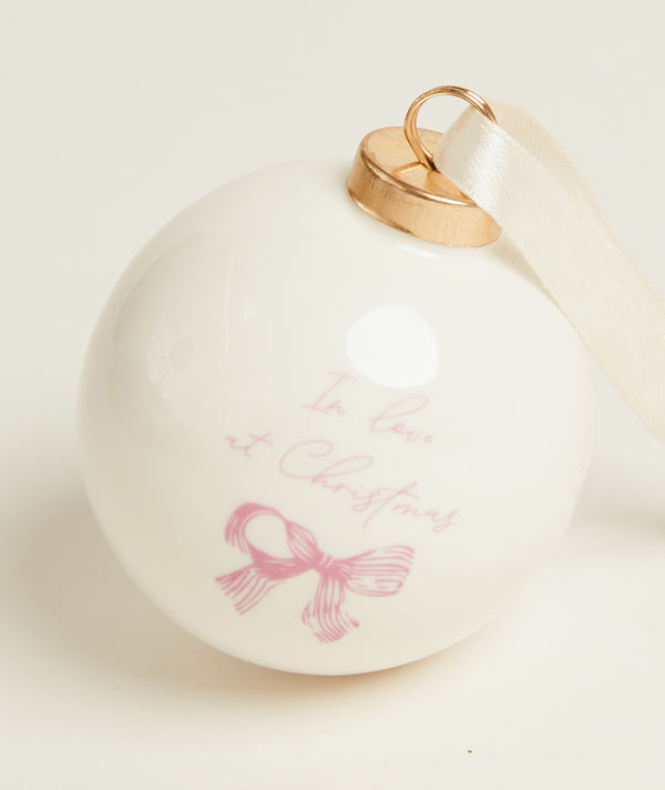 'In Love' Christmas Bauble - Ivory