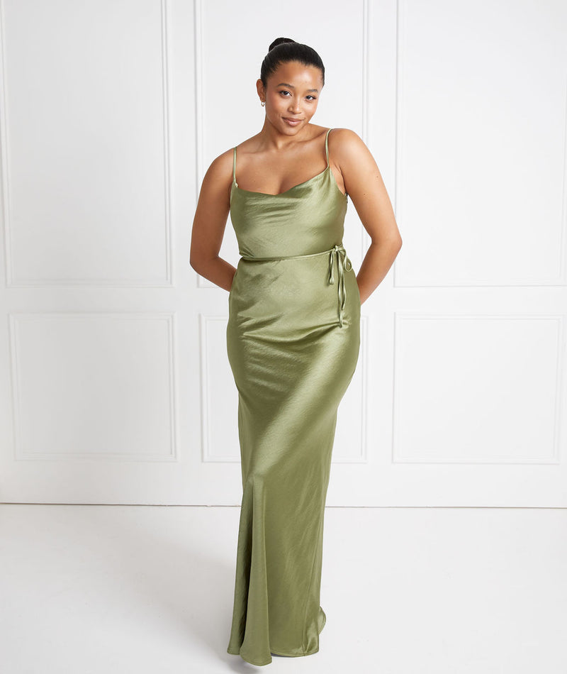 Moss Green Cami Cowl Bridesmaid Dress