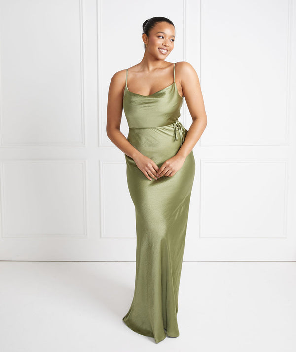 Moss Green Cami Cowl Bridesmaid Dress