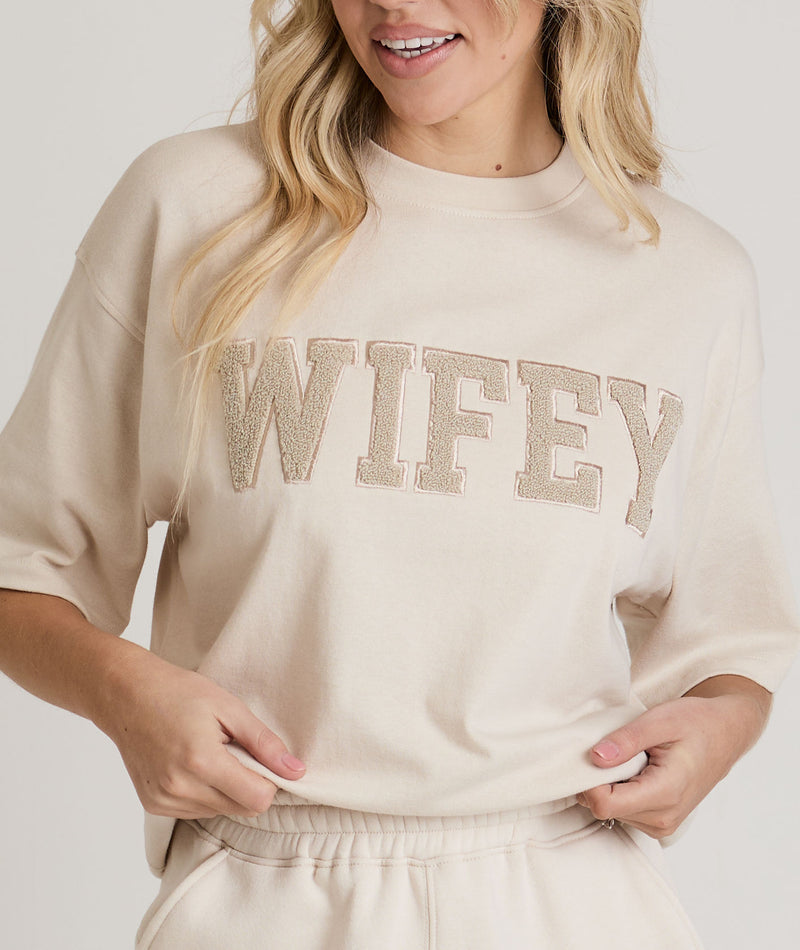 Wifey Teddy Tee - Champagne