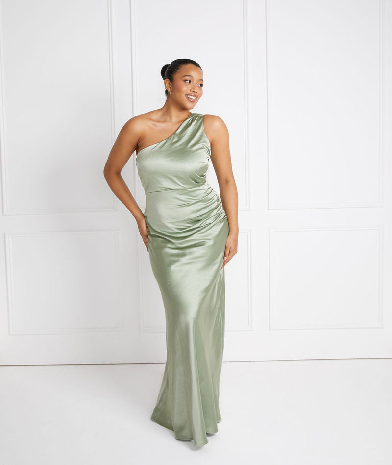 Sage One Shoulder Bridesmaid Dress