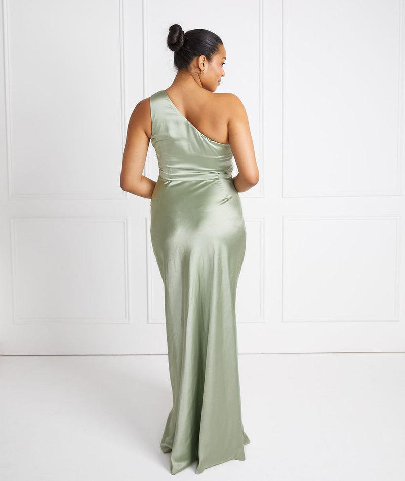 Sage One Shoulder Bridesmaid Dress