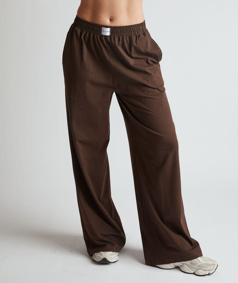 Soft Wide Leg Lounge Trouser Pant - Espresso Brown