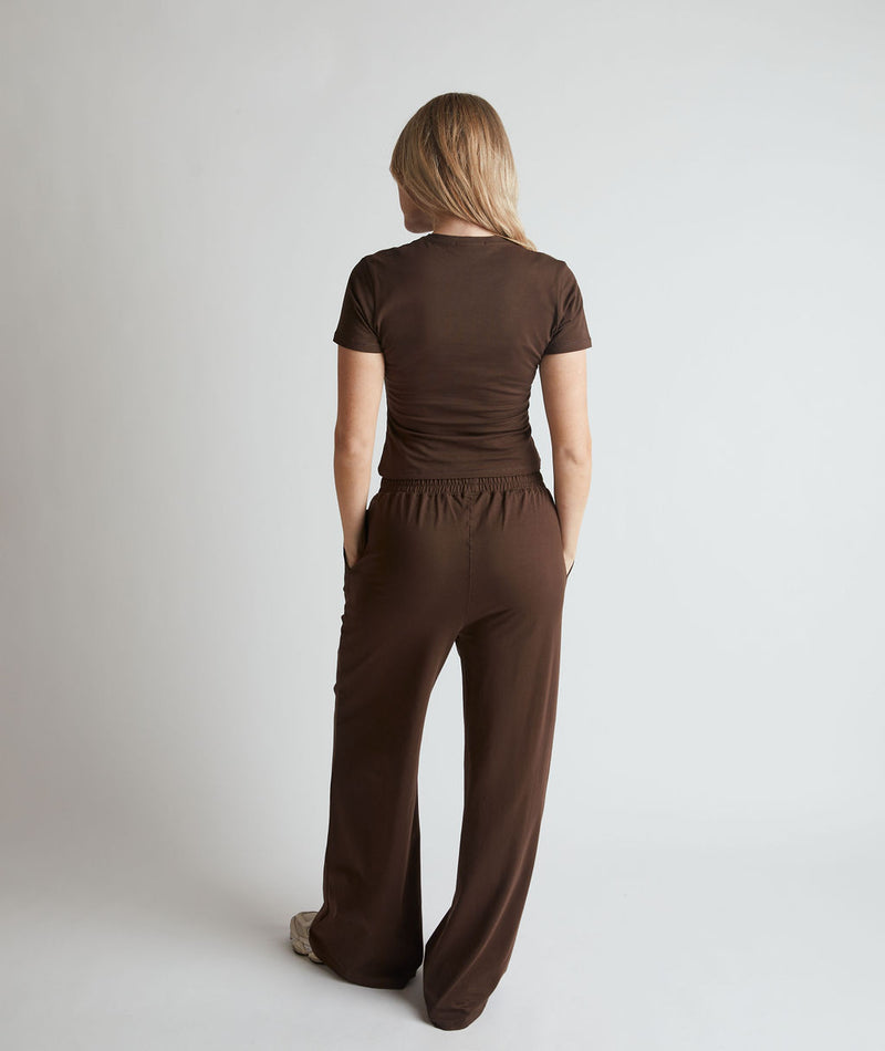 Soft Wide Leg Lounge Trouser Pant - Espresso Brown