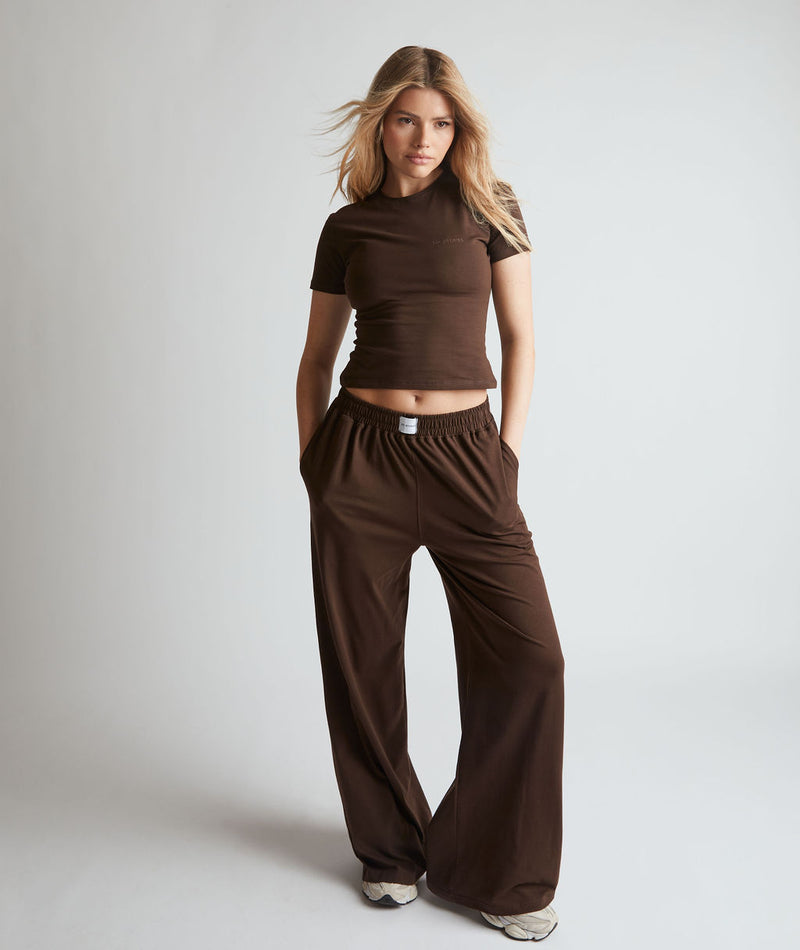 Soft Wide Leg Lounge Trouser Pant - Espresso Brown