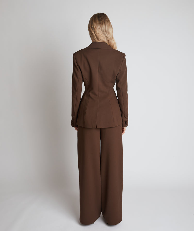 Cinched Waist Blazer - Chocolate Brown