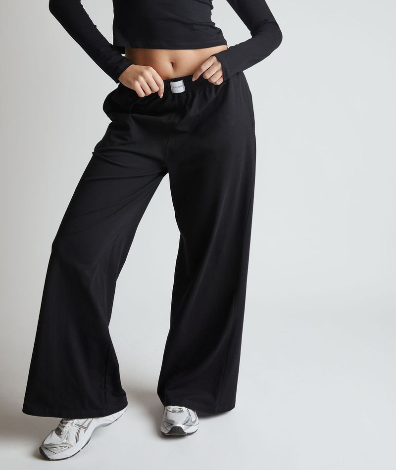 Six Stories Super soft wide leg trousers black lounge pants