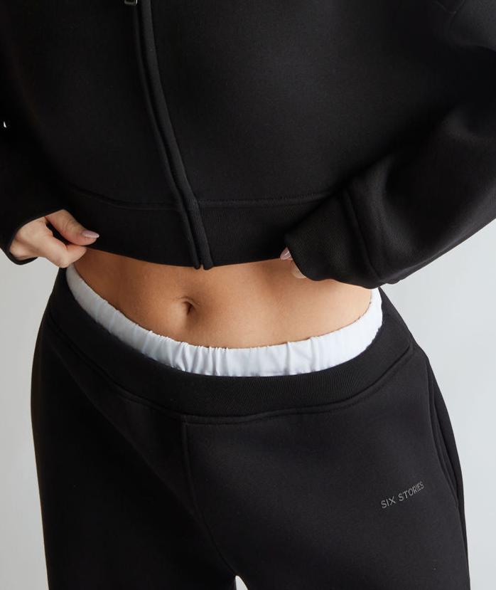 Double Waistband Joggers - Black