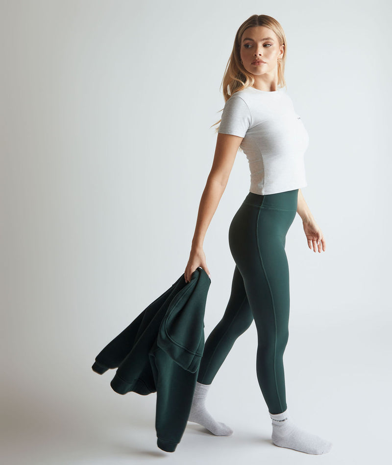 Premium Branded Leggings - Forest Green