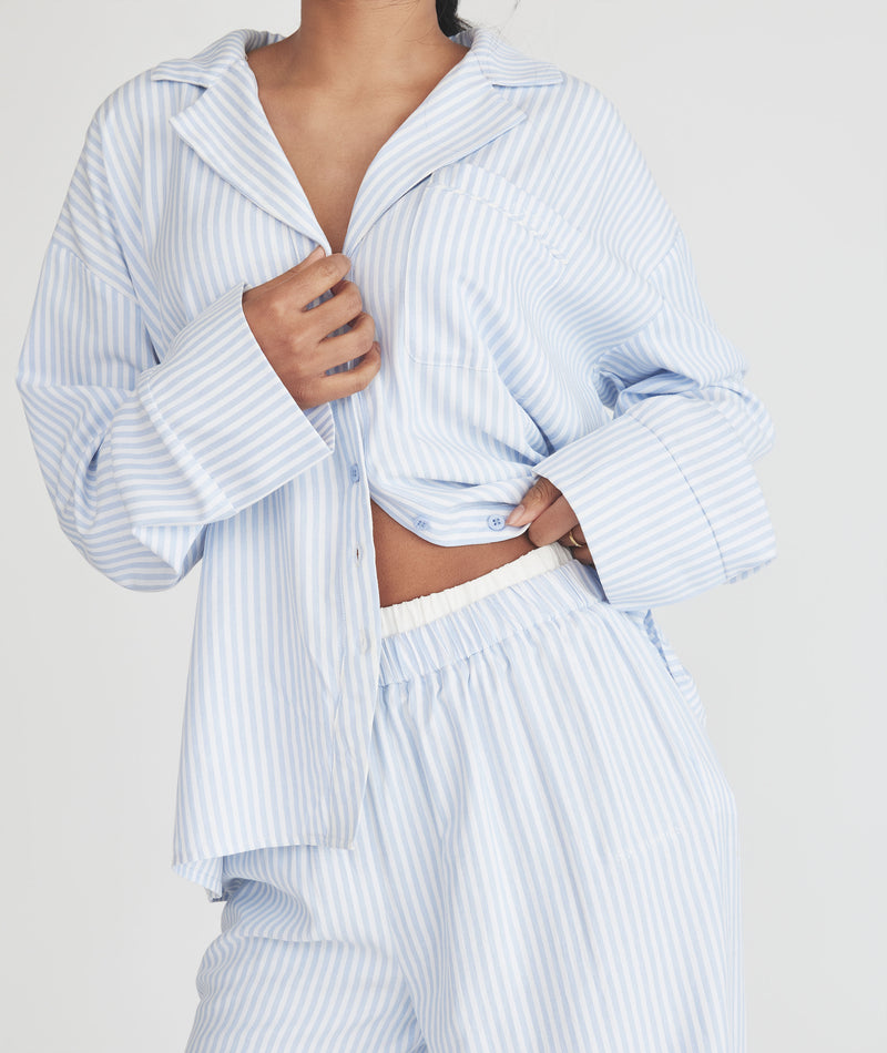 Blue Stripe Pyjama Shirt - Baby Blue