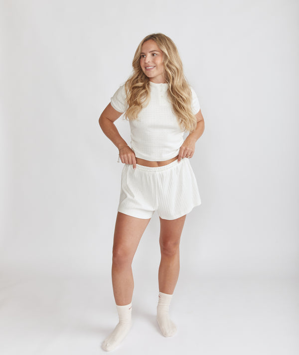 Pointelle Pyjama Shorts - Coconut