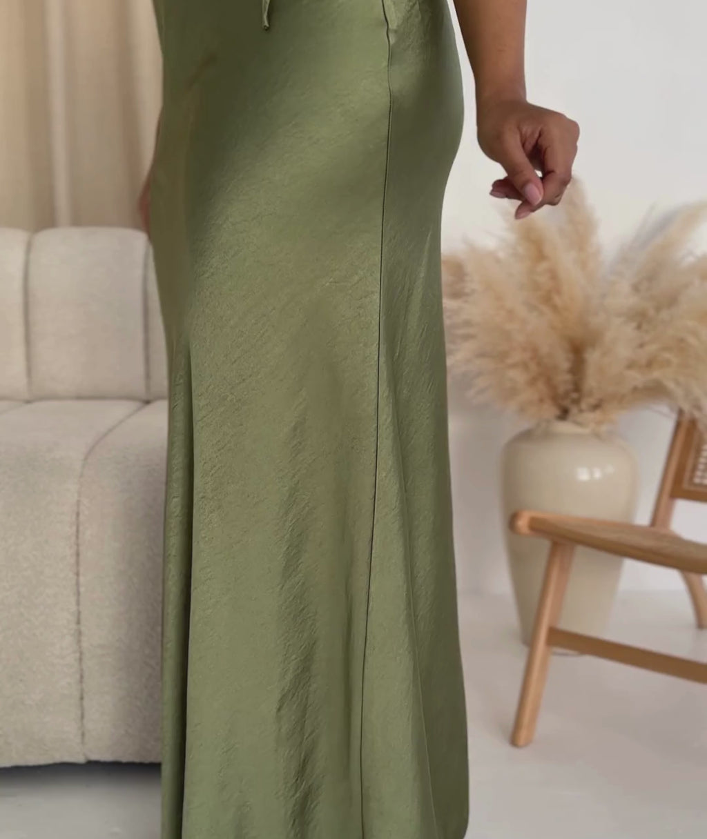 Moss Green Cami Cowl Bridesmaid Dress