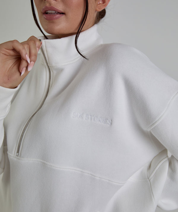 Bride Statement Quarter Zip Sweatshirt - White