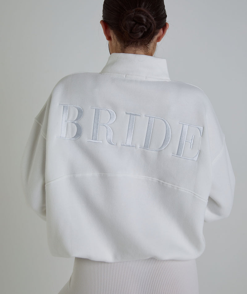 Bride Statement Quarter Zip Sweatshirt - White